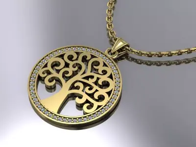 Tree Elengant Pendant Jewelry Gold 3D print model