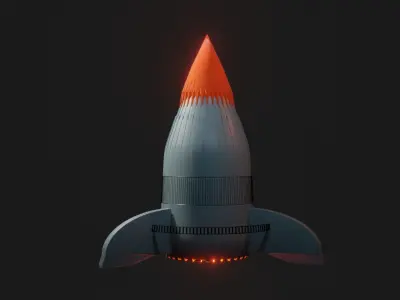 Rocket ship Low-poly 3D model