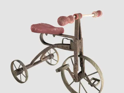 Old Rusty Children Bicycle 3D model