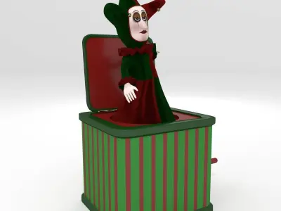 Jack-In-The-Box jester in box 3D model