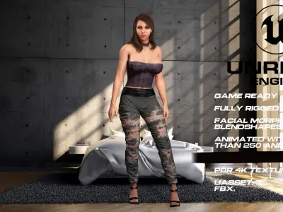 Casual girl full rigged - game ready - animated Low-poly 3D model