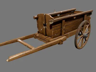 Medieval Cart Low-poly 3D model