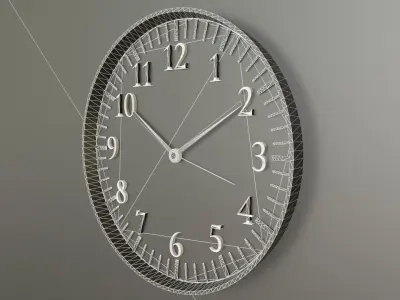 Luxury Golden Case and Parts Wall Clock with Leather Face 3D model