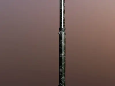 StreetLamp06 outdoor lamp post with two lights Low-poly 3D model