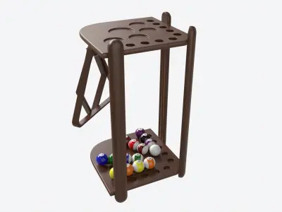Billiard 10 Cue Corner Floor Rack Dark 3D model