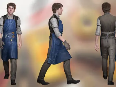 Industrial Electrical Technician Fully Rigged 3D Model Low-poly 3D model