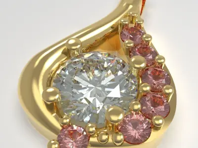 Pendant with gems 3D print model