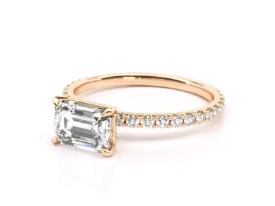 1 Ct Emerald Engagement Diamond Ring 3D print model