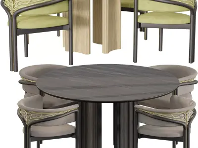 Roller Max dining table and chair Low-poly 3D model