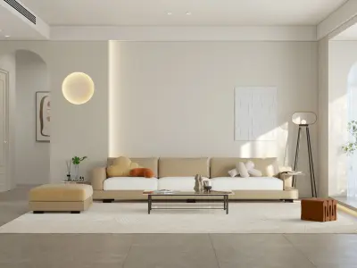 Mid Century interior scene 3D model 3D model