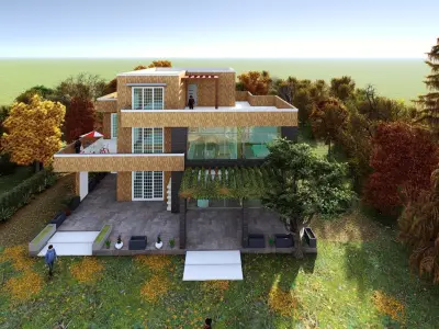 Residential Villa Revit Project  Low-poly 3D model