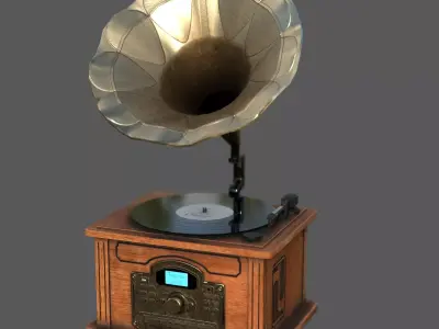 Vintage Gramophone Low-poly 3D model
