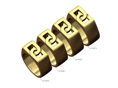Overlapping D link 8mm wide signet ring US sizes 6to9 3D print model