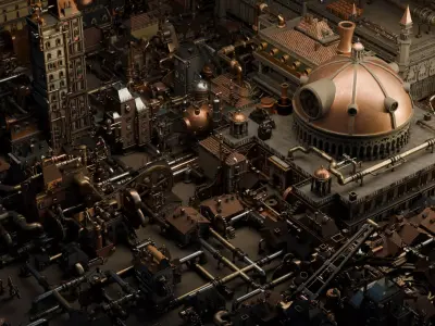 Steampunk Gears Disctrict 3D model