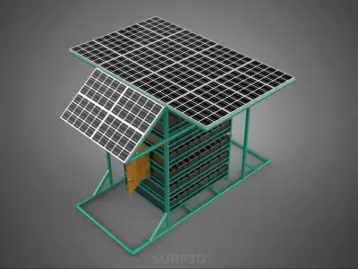 GENSET OFF GRID SOLAR PANEL POWER SYSTEM GENERATOR SET BATTERY 3D model