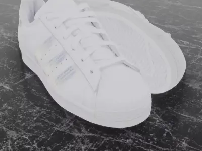 ADIDAS 3D SHOES - WHITE - SUPERSTAR SERIES Low-poly 3D model