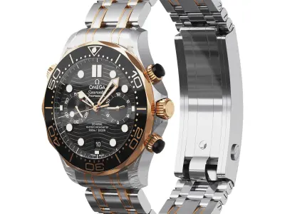 Omega Seamaster Diver 300M 44mm gold on steel 3D model