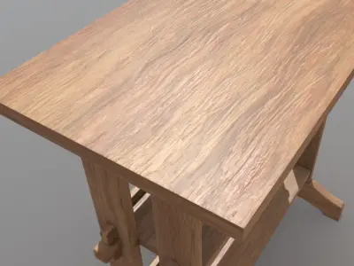 CC0 - Shelf wooden table with two shelves Free low-poly 3D model