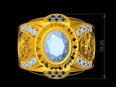 LUXURY DIAMOND RING WITH DRAGON FOR MEN 338 3D print model