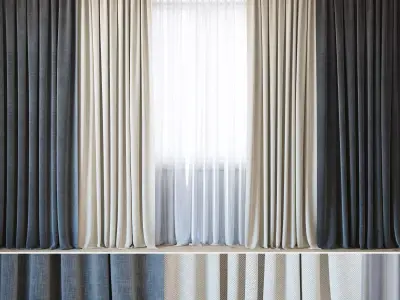 Curtains with tulle set 07  3D model