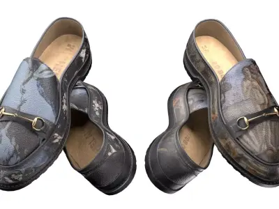 Italian painted leather loafers Low-poly 3D model