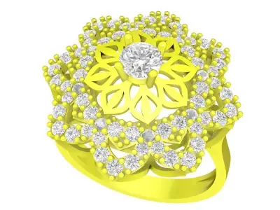 5744 luxury diamond flower ring  3D print model