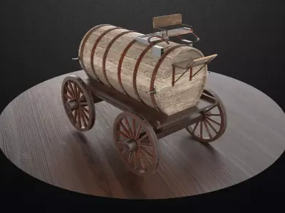 Old Wooden Oil Tank Low-poly 3D model