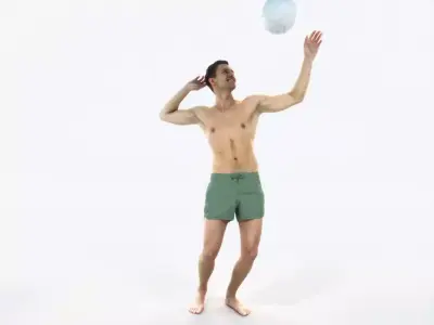 Virtue 04H Beach Serving Sports Man Low-poly 3D model