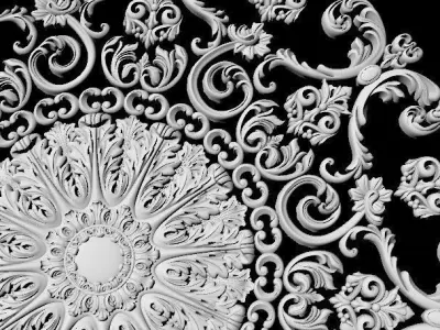 Central decor ornament for furniture 3D model 1072