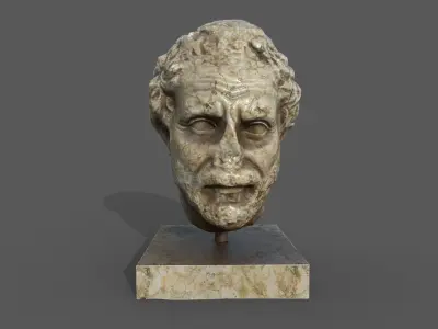 head of the orator Demosthenes 2 Low-poly 3D model