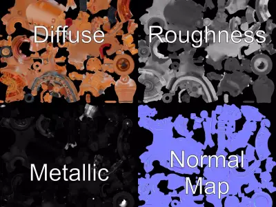 Steam Engine Gear model pack Low-poly 3D model