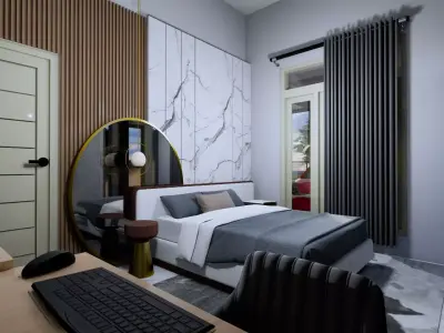 Luxury Modern Minimalis Furniture Design Bed Room House Interior 3D model