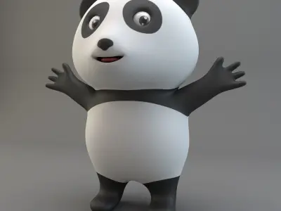 Cartoon Panda Low-poly 3D model
