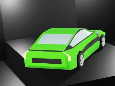 Lowpoly Sport Car - Neon Green Low-poly 3D model
