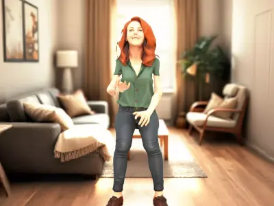 Redhead Casual Woman model pack Low-poly 3D model