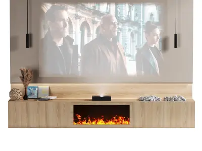 TV wall with Xiaomi laser projector Low-poly 3D model