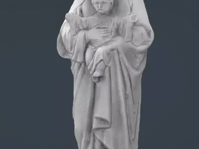 Virgin Mary with baby Jesus Low-poly 3D model