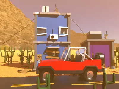 Abandoned Street Club Free low-poly 3D model