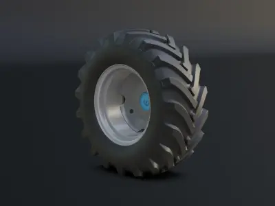 Set of wheels for MTZ tractor Assembly Free low-poly 3D model