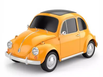 Orange Cartoon Beetle Car 3D Model Low-poly 3D model