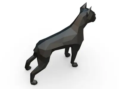 boxer dog low poly 3D print model