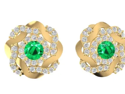Luxury Floral Gemstone Earrings for Women Jewelry  1759 3D print model