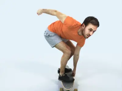 QAG07 4X Sports Beach Running Jogging Man Woman 006 Low-poly 3D model