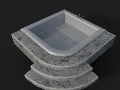 Corner Bathtub Low-poly 3D model