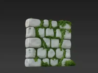Collapsed Brick Barrier  Damaged Wall with Exposed Rebar Low-poly 3D model purchase