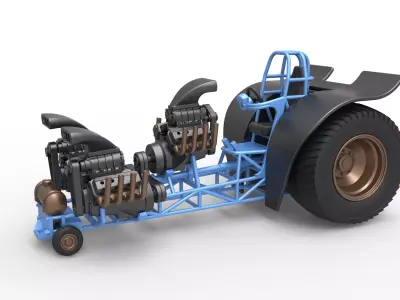 Pulling tractor 3 engines V8 Version 2 Scale 1 to 25 3D print model
