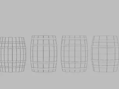 Wooden Barrel LOD Low-poly 3D model
