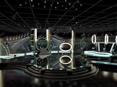 Virtual TV Studio Entertainment Set 1 3D model
