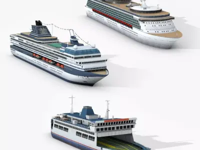 Passengers Cruise Liners 3D Models Watercraft Collections Low-poly 3D model
