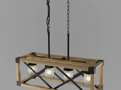 LNC Laius 4-Light Antique Black Farmhouse Chandelier 3D model